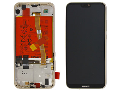 Huawei P20 Lite Dual Sim - Lcd + Touch + Frame + Batteria + Tasti Laterali + Altoparlante Oro