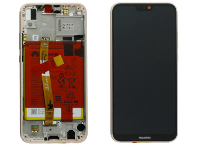 Huawei P20 Lite - Lcd + Touch + Frame + Batteria + Tasti Laterali + Altoparlante Rosa