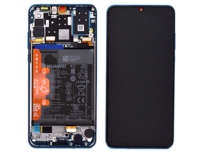 Huawei P30 Lite - Lcd + Touch + Frame + Batteria + Tasti Laterali Peacock Blue 