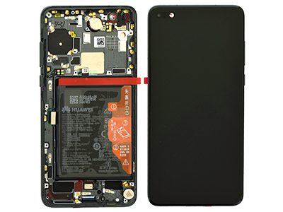 Huawei P40 - Lcd + Touch + Frame + Battery + Side Keys + Speaker + Motor Vibration  Black