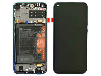 Huawei P40 Lite E - Lcd + Touch + Frame + Battery + Side Keys + Speaker  Aurora Blue