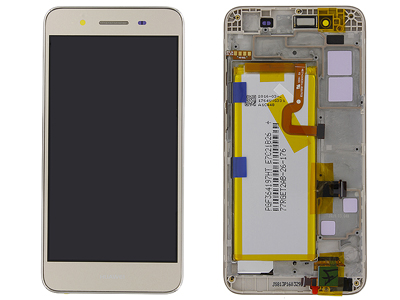 Huawei P8 Lite Smart - Lcd + Touchscreen + Frame + Batteria + Altoparlante + Switch Tasti Lat. Oro