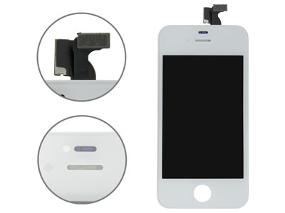 Apple iPhone 4S - Lcd +Touch screen +Retina Speaker +Gomme Touch/Lcd **Qualita' ECCELSA**  Bianco