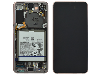 Samsung SM-G991 Galaxy S21 5G - Lcd + Touchscreen + Batteria + Tasti Laterali + Camera Frontale  Phantom Pink