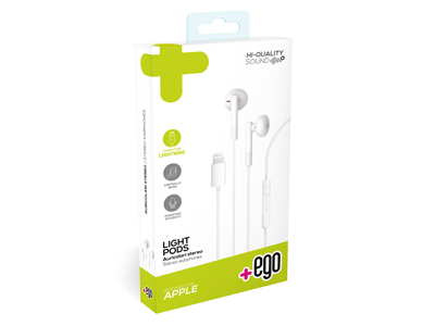 Apple iPad Mini Model n: A1432-A1454-A1455 - Wired Stereo earphone - Lightning with microphone and remote control  White