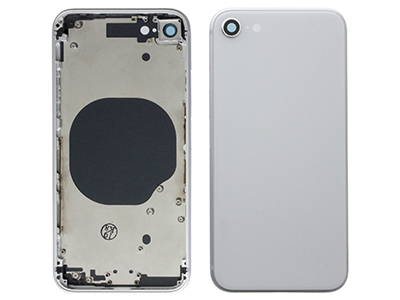 Apple iPhone 8 - Metal Frame + Side Keys + Sim Holder + Back Cover + Glass NO LOGO White