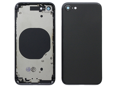 Apple iPhone 8 - Metal Frame + Side Keys + Sim Holder + Back Cover + Glass NO LOGO Black