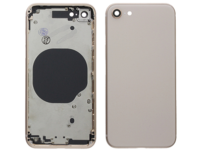 Apple iPhone 8 - Metal Frame + Side Keys + Sim Holder + Back Cover + Glass NO LOGO Gold