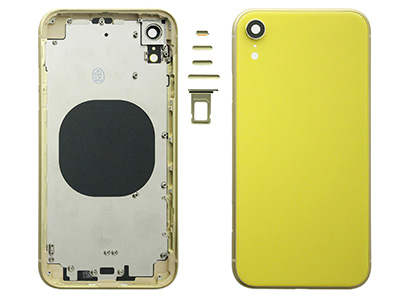 Apple iPhone Xr - Metal Frame + Side Keys + Sim Holder + Back Cover + Glass NO LOGO Yellow