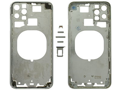 Apple iPhone 11 Pro Max - Frame in metallo +Tasti Laterali + Sportellino Sim Bianco