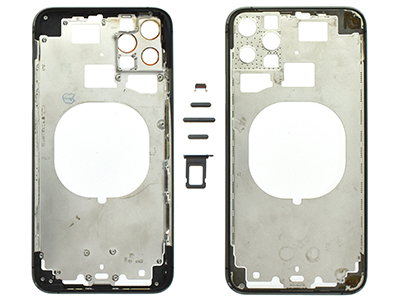 Apple iPhone 11 Pro Max - Frame in metallo +Tasti Laterali + Sportellino Sim Nero