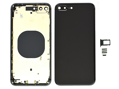 Apple iPhone 8 Plus - Frame in metallo +Tasti Laterali + Sportellino Sim + Back Cover NO LOGO  Grigio Siderale