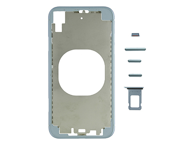 Apple iPhone Xr - Frame in metallo +Tasti Laterali + Sportellino Sim NO LOGO  Blu
