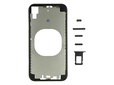Apple iPhone Xr - Frame in metallo +Tasti Laterali + Sportellino Sim NO LOGO  Nero
