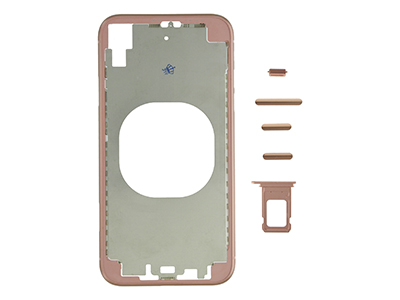 Apple iPhone Xr - Frame in metallo +Tasti Laterali + Sportellino Sim NO LOGO  Rosa