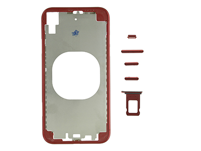Apple iPhone Xr - Metal Frame + Side Keys + Sim Holder NO LOGO Red