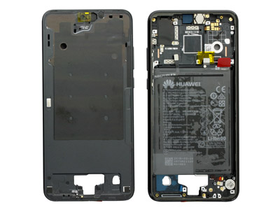 Huawei P20 - Cornice Frontale + Frame Supporto Lcd + Batteria + Vibrazione + Altoparlante Nero