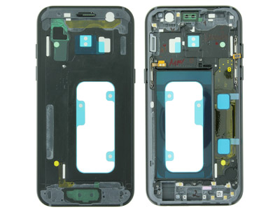 Samsung SM-A320 Galaxy A3 2017 - Front Cover+LCD-Touch Screen Support Frame + Side Keys  Black