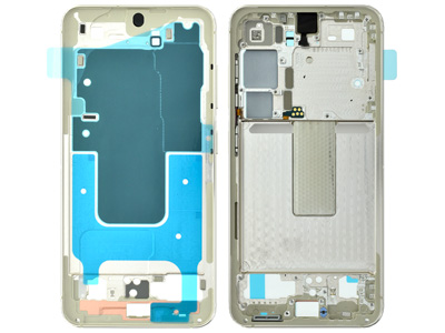 Samsung SM-S911 Galaxy S23 - Front Cover + Lcd Support Frame + Side Keys  Cream