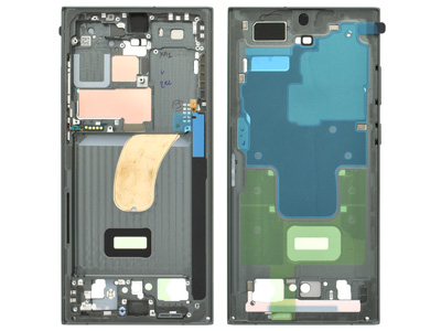 Samsung SM-S918 Galaxy S23 Ultra - Front Cover + Lcd Support Frame + Side Keys  Green