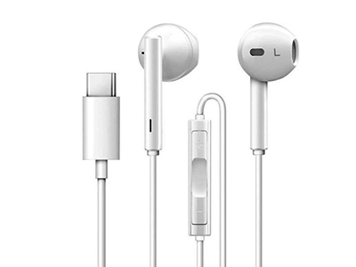 Huawei Mate 9 Pro - Stereo Earphones Type-C + Microphone + Answer Key White  **Bulk**