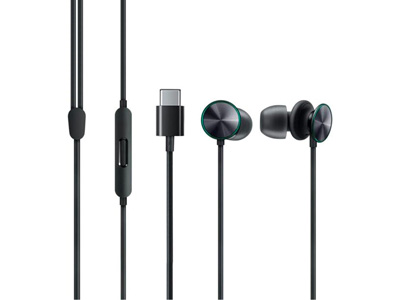 Realme Realme GT 5G - Stereo Earphones Type-C + Microphone + Answer Key Black  **Bulk**