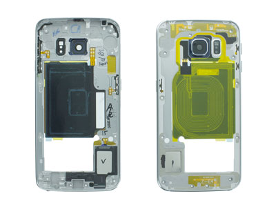 Samsung SM-G925 Galaxy S6 Edge - Rear Cover+Suoneria+Tasti Laterali+Antenna+ Vetrino Camera per vers. Nero