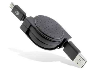 Lenovo K6 - Retractable Sync Data and Charging cable Usb/Micro USB 1mt Black