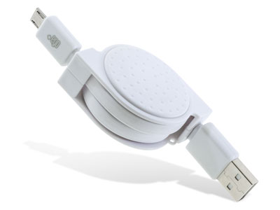 Huawei U8300 Ideos - Retractable Sync Data and Charging cable Usb/Micro USB 1mt White