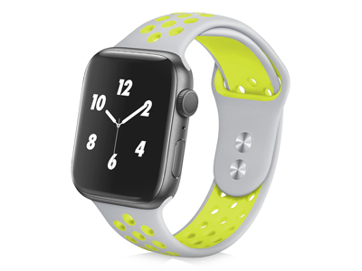 Apple Apple Watch 44mm. Serie 6 A2292-A2375 - Silicone Smartwatch strap 42/44/45/49mm Sport Silver/Verde