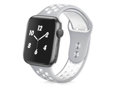 Apple Apple Watch 44mm. Serie 5 A2093-A2157 - Cinturino Smartwatch cassa 42/44/45/49mm Serie Sport Argento/Bianco