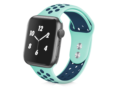 Apple Apple Watch 40mm. Serie SE A2351-A2355 - Silicone Smartwatch strap 38/40/41mm Light Blue/Navy