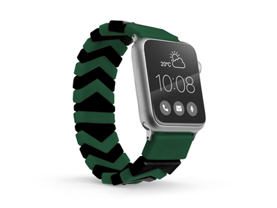 Apple Apple Watch 38mm 1a Gen A1553 - Universal Silicone Smartwatch and Watch Strap Dark Green/Black FreeStyle Series