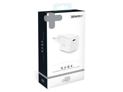 Apple iPhone 15 Pro Max - Home charger GaN output USB-C PD 35W Premium Qube White
