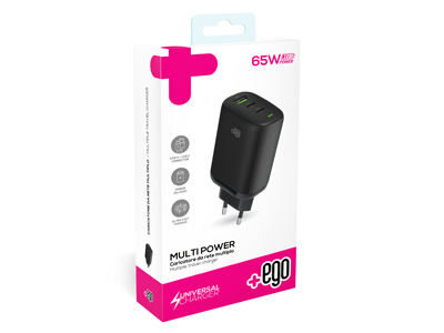 Apple iPhone 4S - Multiport Wall Charger Usb A - Usb C 65W Black