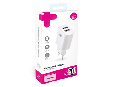 Alcatel ONE TOUCH POP C5 - Wall Charger dual USB A output - 3.1A max White