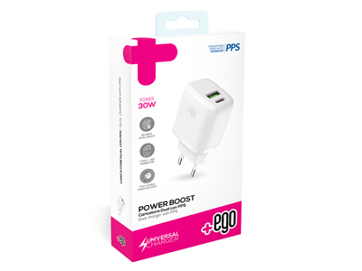 Htc Desire 816 - Wall Charger dual output  Usb - A/Usb - C PPS PD 30W White