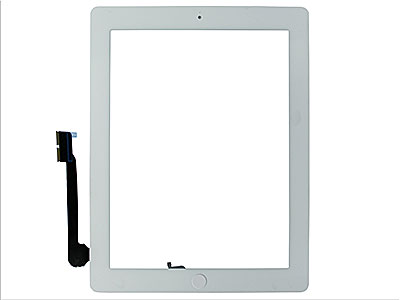 Apple iPad 4 Display Retina Model n: A1458-A1459-A1460 - Touch Screen+Double-sided Tape+Switch+Camera Frame with Home Key High Quality White
