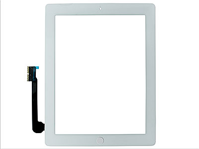 Apple iPad 4 Display Retina Model n: A1458-A1459-A1460 - Touchscreen+Biadesivo+switch+frame camera con Tasto Home, Alta qualità  Bianco