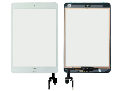 Apple iPad Mini 3 Model n: A1599-A1600 - Touchscreen + Biadesivo + Switch + Frame + Tasto Home Qualità Eccelsa  Bianco