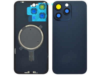 Apple iPhone 15 Pro Max - Magnetic Back Cover + Camera Lens Blue Titanium